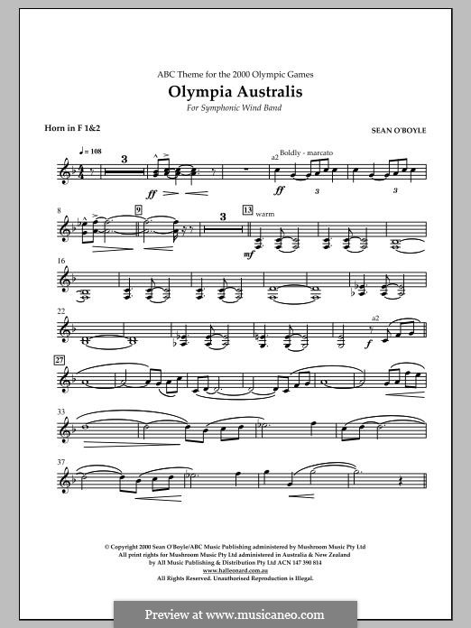 Olympia Australis (Symphonic Wind Band): F Horn 1, 2 part by Sean O'Boyle