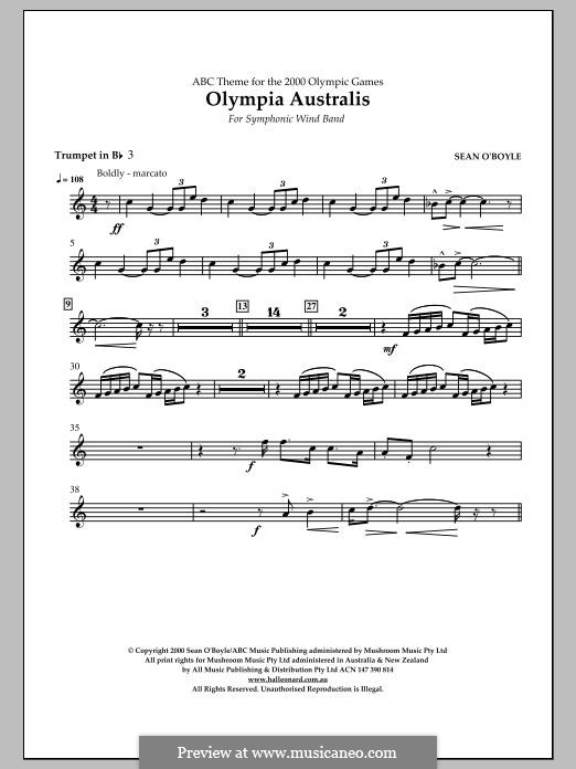 Olympia Australis (Symphonic Wind Band): Bb Trumpet 3 part by Sean O'Boyle