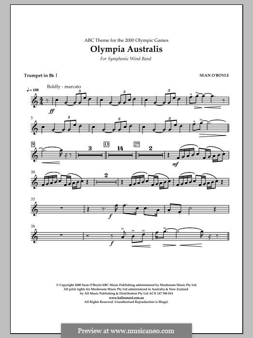 Olympia Australis (Symphonic Wind Band): Bb Trumpet 1 part by Sean O'Boyle