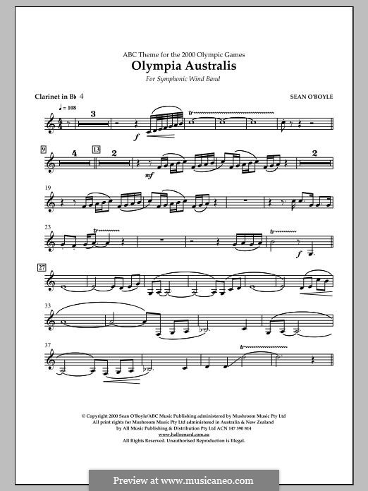 Olympia Australis (Symphonic Wind Band): Bb Clarinet 4 part by Sean O'Boyle