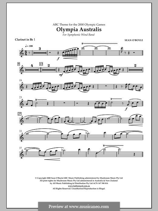 Olympia Australis (Symphonic Wind Band): Bb Clarinet 1 part by Sean O'Boyle
