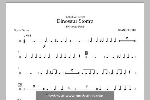 Dinosaur Stomp: Snare Drum part by Sean O'Boyle