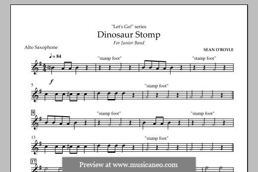 Dinosaur Stomp: Alto Saxophone part by Sean O'Boyle
