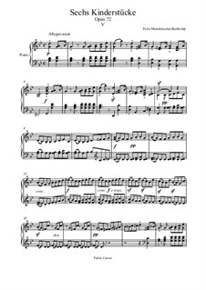 Шесть детских пьес, Op.72: Пьеса No.5 by Феликс Мендельсон-Бартольди