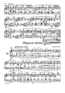 Двенадцать пьес, TH 138 Op.40: No.2 Грустная песенка, для фисгармонии by Петр Чайковский