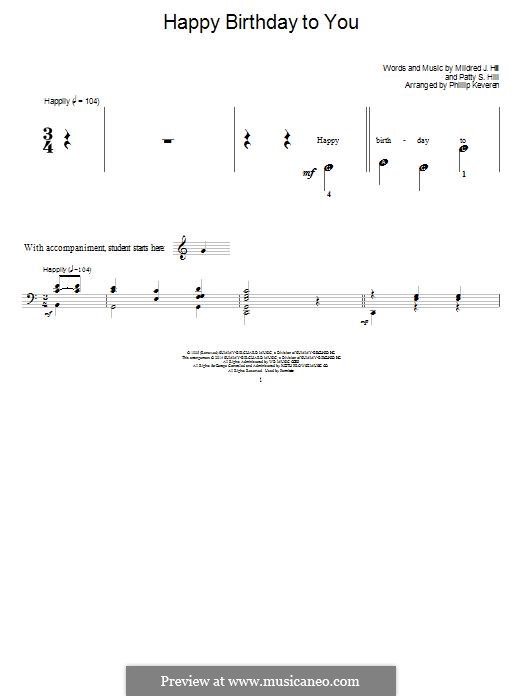 С днем рождения тебя: Для фортепиано by Милдред  Хилл