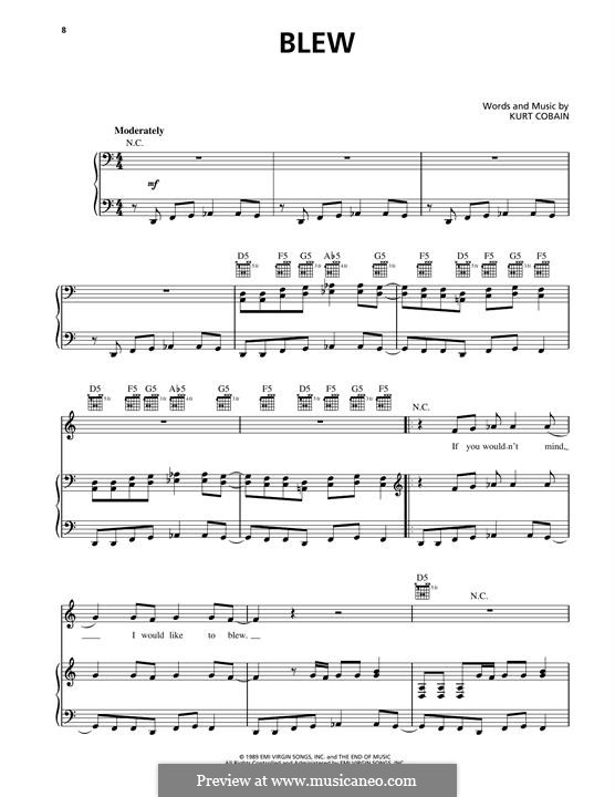 Blew (Nirvana): Для голоса и фортепиано (или гитары) by Kurt Cobain