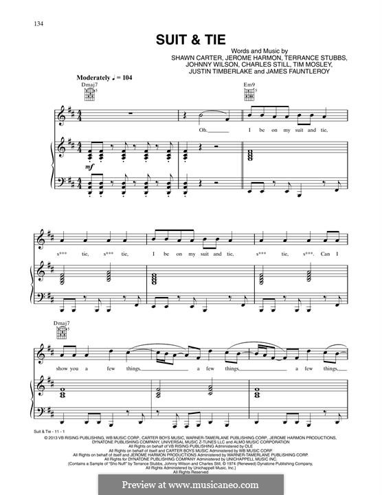 Suit & Tie (Justin Timberlake feat. Jay-Z): Для голоса и фортепиано (или гитары) by James Fauntleroy II, Jerome Harmon, Justin Timberlake, Jay-Z, Timbaland
