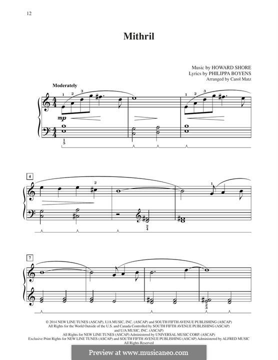 Mithril (from The Hobbit: The Battle of the Five Armies): Для фортепиано by Howard Shore