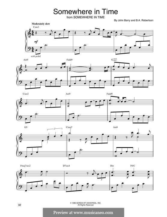 Somewhere in Time: Для фортепиано by John Barry