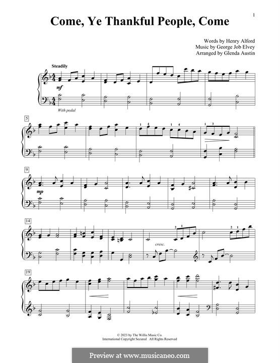 Come, Ye Thankful People, Come: Для фортепиано by George Job Elvey