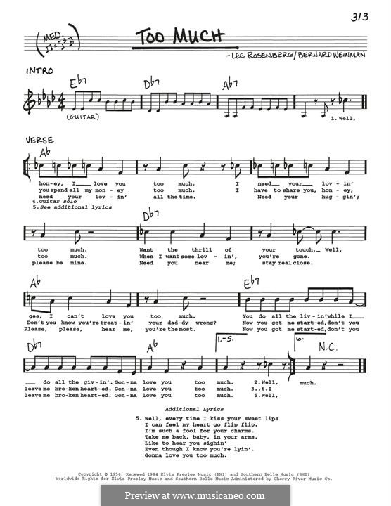 Too Much (Elvis Presley): Мелодия by Bernard Weinman, Lee Rosenberg
