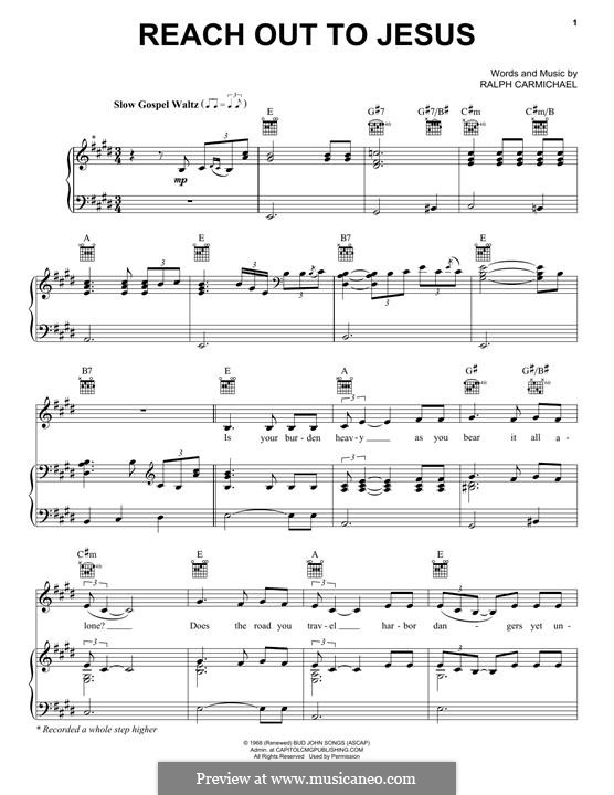 Reach Out To Jesus (Elvis Presley): Для голоса и фортепиано (или гитары) by Ralph Carmichael