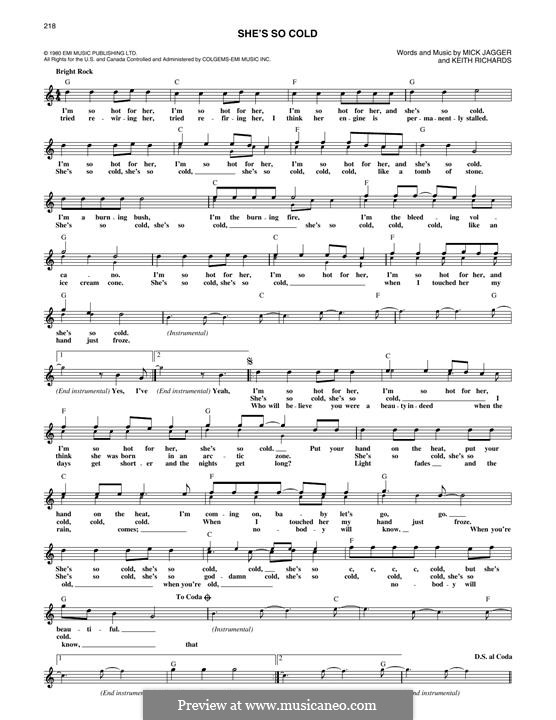 She's So Cold (The Rolling Stones): Для клавишного инструмента by Keith Richards, Mick Jagger