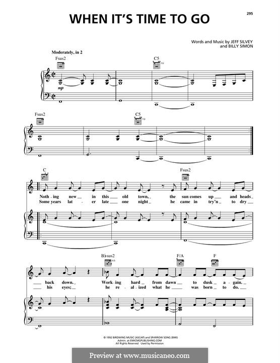 When It's Time To Go (4Him): Для голоса и фортепиано (или гитары) by Jeff Silvey, Billy Simon