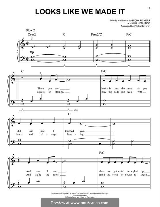 Looks Like We Made It: Для фортепиано by Richard Kerr, Will Jennings