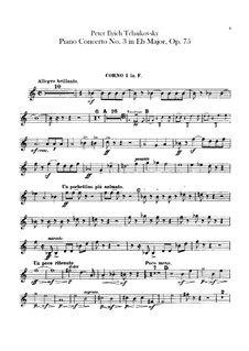 Концерт для фортепиано с оркестром No.3 ми-бемоль мажжор, TH 65 Op.75: Партии валторн by Петр Чайковский