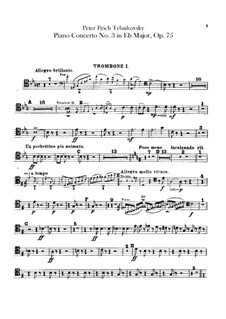 Концерт для фортепиано с оркестром No.3 ми-бемоль мажжор, TH 65 Op.75: Партии тромбонов и тубы by Петр Чайковский