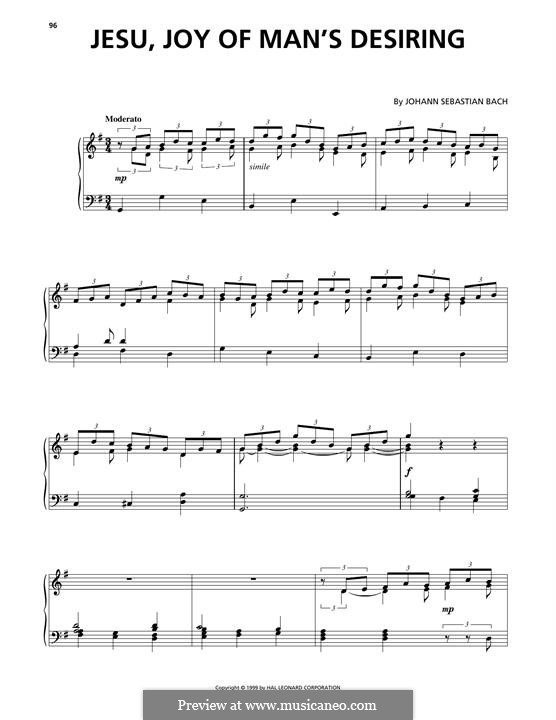 Jesu, Joy of Man's Desiring, for Piano: Для одного исполнителя by Иоганн Себастьян Бах