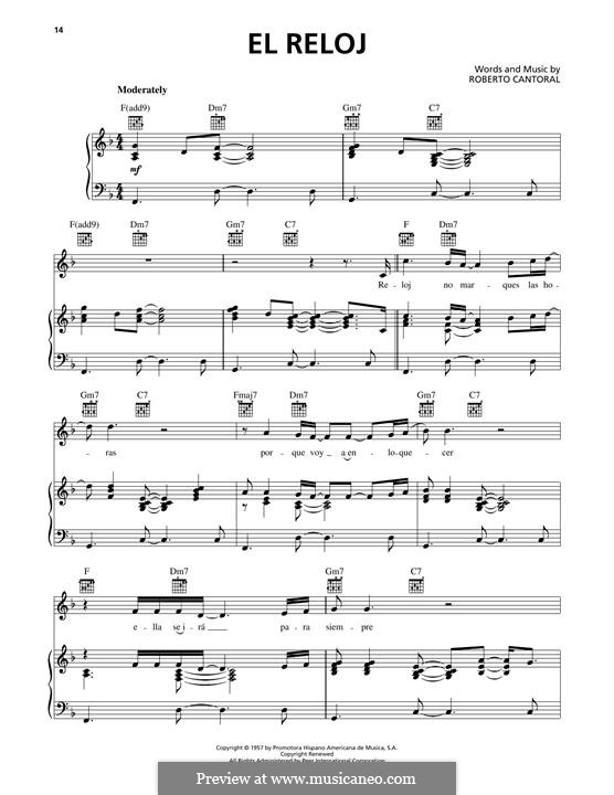 El Reloj: Для голоса и фортепиано (или гитары) by Roberto Cantoral