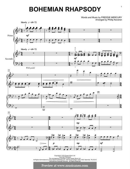 Instrumental version: Для фортепиано в 4 руки by Freddie Mercury
