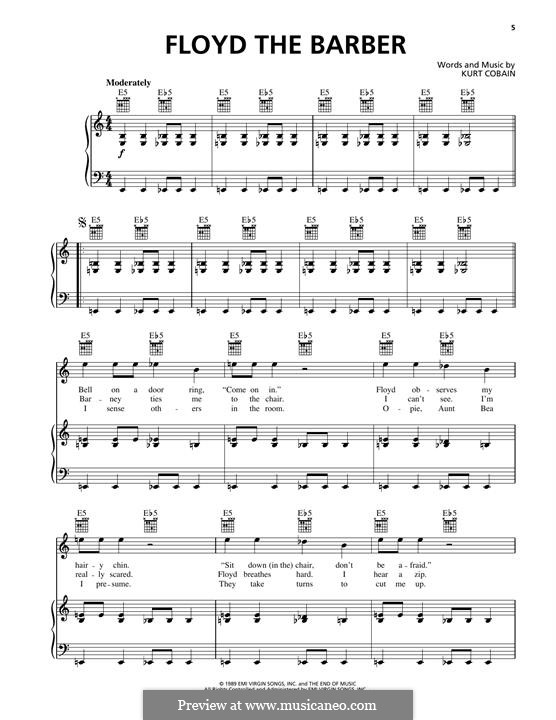 Floyd the Barber (Nirvana): Для голоса и фортепиано (или гитары) by Kurt Cobain