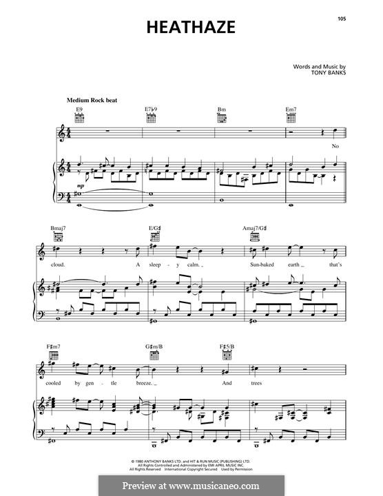 Heathaze (Genesis): Для голоса и фортепиано (или гитары) by Tony Banks