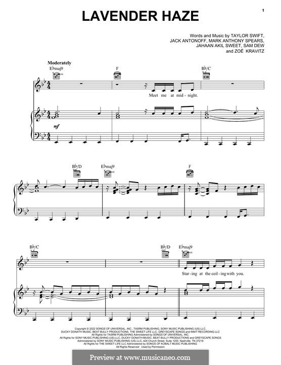 Lavender Haze (Taylor Swift): Для голоса и фортепиано (или гитары) by Jack Antonoff