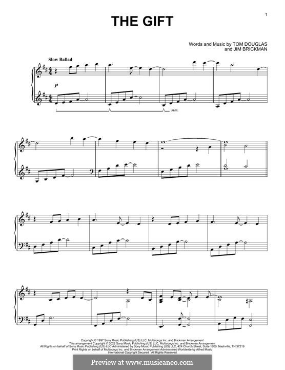 The Gift (Collin Raye): Для фортепиано by Jim Brickman, Tom Douglas