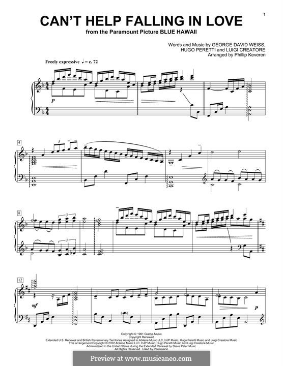 Piano version: Для одного исполнителя by George David Weiss, Hugo Peretti, Luigi Creatore