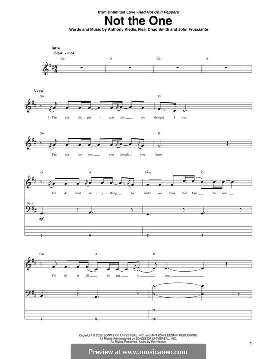 Not The One (Red Hot Chili Peppers): Для бас-гитары с табулатурой by Flea, Anthony Kiedis, Chad Smith, John Frusciante