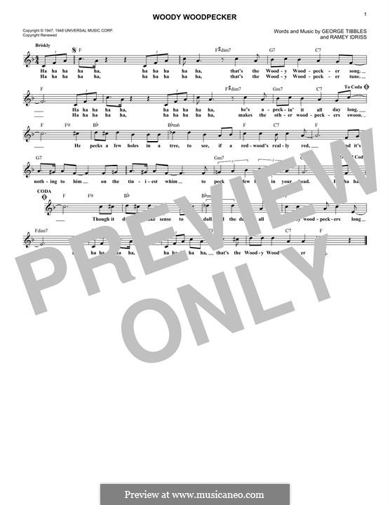 The Woody Woodpecker Song (Mel Blanc): Для клавишного инструмента by George Tibbles, Ramey Idriss