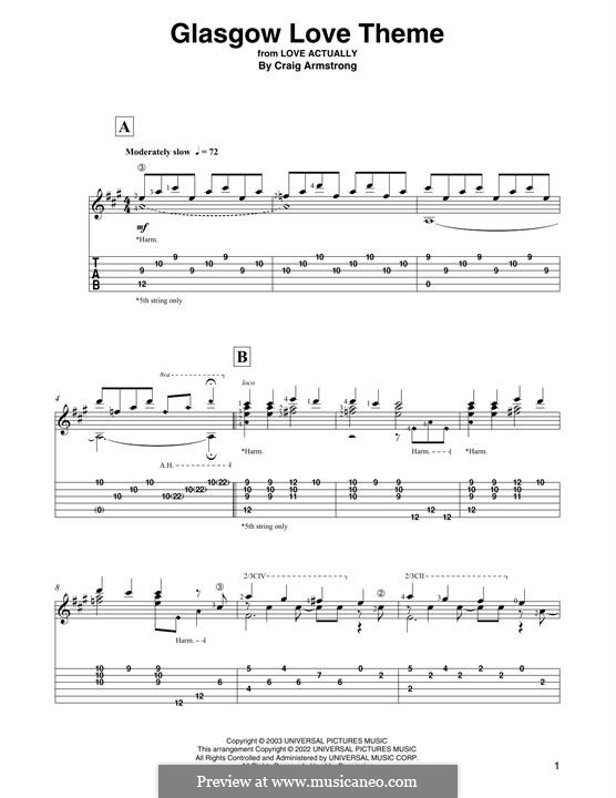 Glasgow Love Theme (from Love Actually): Для гитары by Craig Armstrong