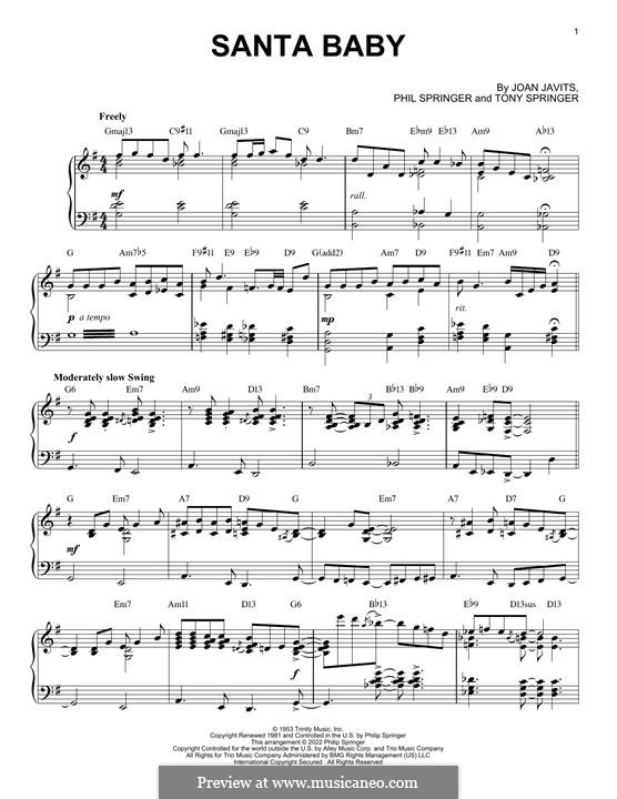 Piano version: Jazz version by Joan Javits, Philip Springer, Tony Springer