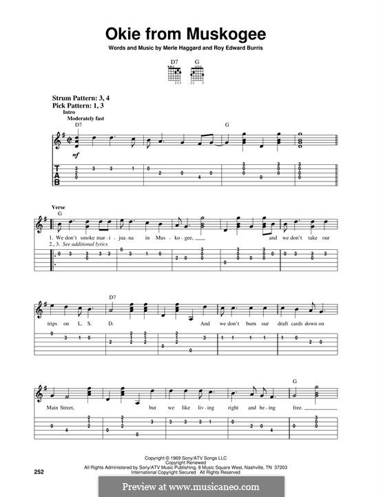 Okie from Muskogee: Гитарная табулатура by Roy Edward Burris