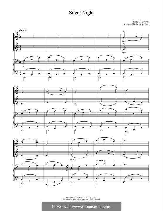 Ensemble version: For two violins and piano by Франц Ксавьер Грубер