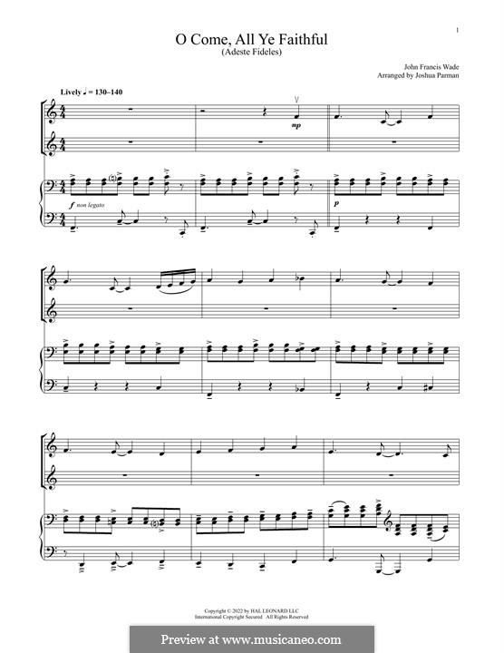 Instrumental version (Printable scores): For two violins and piano by Джон Фрэнсис Уэйд