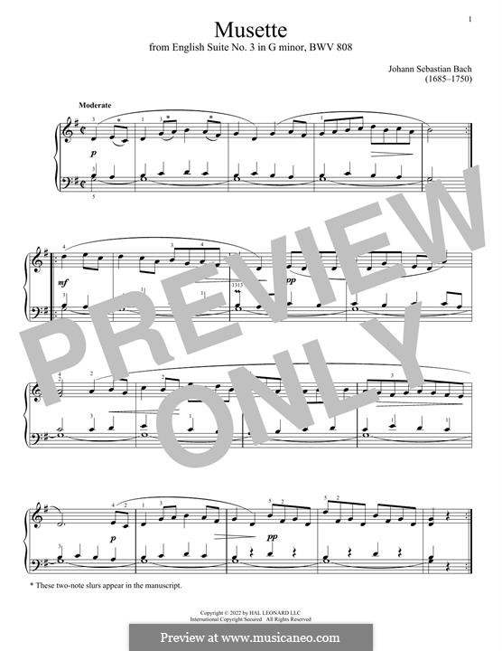 Сюита No.3 соль минор, BWV 808: Musette in G Major by Иоганн Себастьян Бах