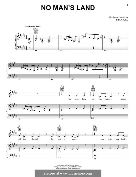 No Man's Land: Для голоса и фортепиано (или гитары) by Billy Joel