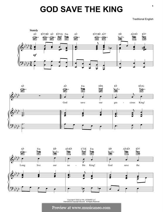 Боже, храни Короля: Для голоса и фортепиано (или гитары) by folklore