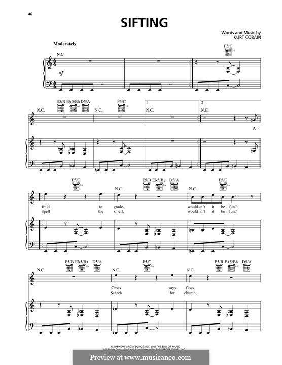 Sifting (Nirvana): Для голоса и фортепиано (или гитары) by Kurt Cobain