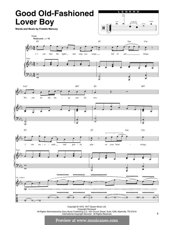 Good Old Fashioned Lover Boy (Queen): Transcribed score by Freddie Mercury