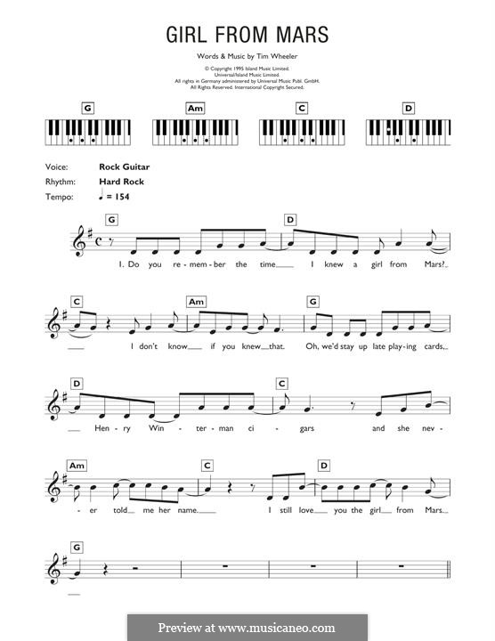 Girl from Mars (Ash): Для клавишного инструмента by Tim Wheeler