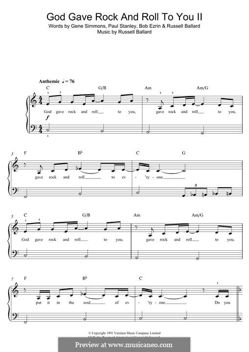 God Gave Rock and Roll To You II (KISS): Для фортепиано by Bob Ezrin, Gene Simmons, Paul Stanley, Russell Ballard