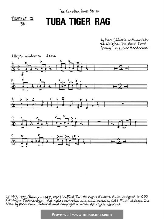 Tuba Tiger Rag: Bb Trumpet 2 part by Unknown