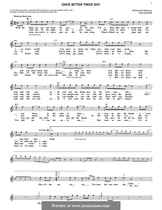 Once Bitten Twice Shy: Для клавишного инструмента by Ian Hunter
