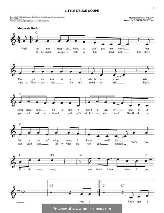 Little Deuce Coupe (The Beach Boys): Для клавишного инструмента by Brian Wilson, Roger Christian