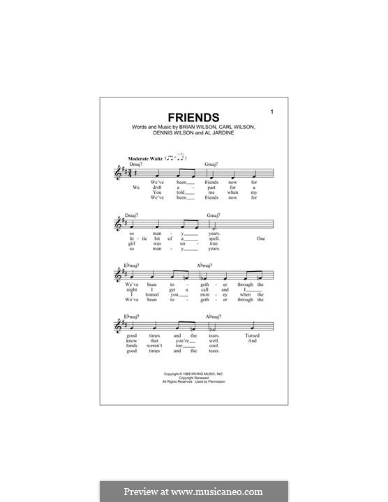 Friends (The Beach Boys): Для клавишного инструмента by Al Jardine, Brian Wilson, Carl Wilson, Dennis Wilson
