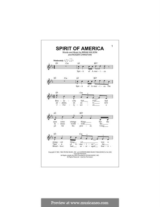 Spirit of America (The Beach Boys): Для клавишного инструмента by Brian Wilson, Roger Christian