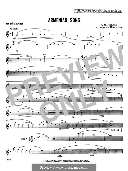 Armenian Song: 1st Bb Clarinet part by Арам Хачатурян